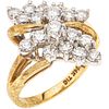 RING WITH DIAMONDS IN 14K YELLOW GOLD with 18 brilliant cut diamonds ~1.45 ct. Weight: 6.9 g. Size: 5 ½