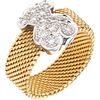 RING WITH DIAMONDS IN 18K YELLOW GOLD, TOUS, ICON MESH COLLECTION with 13 brilliant cut diamonds ~0.20 ct Size: 6
