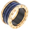 RING WITH MARBLE IN 18K PINK GOLD, BVLGARI, B.ZERO1 COLLECTION with blue marble application Weight: 8.5 g. Size: 7 ¾