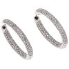 PAIR OF EARRINGS WITH DIAMONDS IN 14K WHITE GOLD with 250 brilliant cut diamonds ~1.66 ct. Weight: 9.1 g