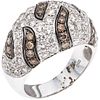 RING WITH DIAMONDS IN 18K WHITE GOLD with 26 brilliant cut brown diamonds ~0.65 ct y 65 diamantes corte brillante ~1.95 ct