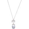 CHOKER AND PENDANT WITH BAROQUE PEARL AND DIAMONDS IN 18K WHITE GOLD 1 baroque pearl: 15.8 x 21.5 mm and 72 diamonds