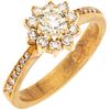 RING WITH DIAMONDS IN 18K YELLOW GOLD 1 brilliant cut diamond ~0.40 ct Clarity: SI1-SI2 and 22 diamonds, different cuts