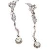 PAIR OF EARRINGS WITH DIAMONDS IN PALLADIUM SILVER with 2 brilliant cut diamonds ~1.0 ct. Clarity: I1-I3 Color: J-K and 28 diamonds