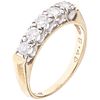 RING WITH DIAMONDS IN 14K WHITE GOLD with 5 brilliant cut diamonds ~0.49 ct. Weight: 2.8 g. Size: 6