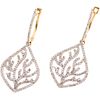PAIR OF EARRINGS WITH DIAMONDS IN 14K YELLO GOLD with 336 8x8 cut diamonds ~0.75 ct. Weight: 4.7 g. Size: 0.6 x 1.4" (1.7 x 3.7 cm)