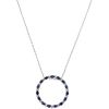 CHOKER AND PENDANT WITH SAPPHIRES AND DIAMONDS IN 14K WHITE GOLD with 15 round cut sapphires~0.45ct and 15 brilliant cut diamonds