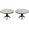 Oval Side Tables w/ Mother of Pearl Top & Black Lacquer