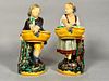 Pair of Minton Majolica Figures After Carrier -Belleuse