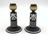 Two Wedgwood Tricolor Jasper Dip Candlesticks, Early 20thc.