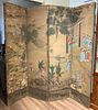 Chinese Hand Painted Four Panel Screen, 19th/20thc.