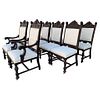 Set of 10 High Back Chairs With Carved Wooden Frames