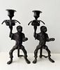 Pair of Monkey Candle Holders in solid Bronze