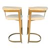 Pair of Cantilever Barstools with Metal Frames