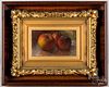 Oil on board still life with peaches