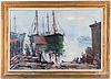Cesare Ricciardi oil on canvas harbor scene