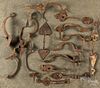 Collection of antique iron thumb latches.