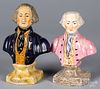 Two Staffordshire style busts of George Washington