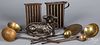 Wrought iron and brass utensils, 19th c., etc.