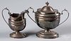 Coin silver covered sugar and creamer