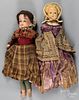 Two wax over composition dolls, late 19th c.