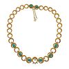 1960s 18K Gold Diamond Malachite Necklace