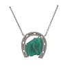 18K Gold 8.75ct Emerald Diamond Horseshoe Pendant Necklace 