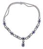 18K Gold Diamond Sapphire Pendant Necklace