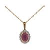 Kallati Yellow Gold Ruby Diamond Pendant Necklace