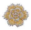 18K 4.46ctw Diamond Flower Brooch Pin