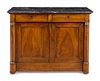 An Empire Gilt Metal Mounted Walnut Marble-Top Cabinet