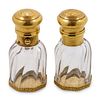 A Pair of 18-Karat Gold Mounted Cut Glass Scent Flasks