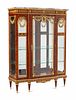 A Louis XVI Style Gilt Bronze Mounted Marble-Top Vitrine Cabinet