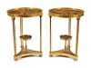 A Pair of Louis XVI Style Gilt Bronze and Tiger's Eye Tables in the Manner of Adam Weisweiler
