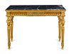 A Louis XVI Style Giltwood Marble-Top Console Table