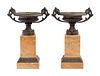 A Pair of Grand Tour Bronze Tazze On Marble Bases