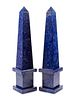 A Pair of Monumental Lapis Lazuli Veneered Obelisks