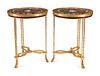 A Pair of Gilt Bronze and Pietra Dura Tables in the Manner of Adam Weisweiler