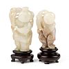 Grp: 2 Chinese Carved Jade Boys & Lingzhi