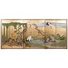 Japanese Edo Period Six Panel Floor Screen