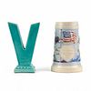 Grp: 2 Metlox Pottery WWII Patriotic Victory Vase & Pearl Harbor Mug