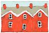 Jennifer Harrison "Bright Red Row Houses" Oil on Canvas 2002