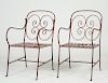 PAIR OF IRON GARDEN ARM CHAIRS
