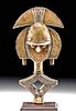 Early 20th C. African Kota Mahongwe Brass & Wood Finial