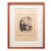 Honoré Daumier. El Dentista. Grabado de edición póstuma. Enmarcada. 44 x 31 cm