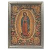 ANÓNIMO. Virgen de Guadalupe. Impresión sobre tela. Enmarcado. 76 x 59 cm