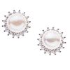 Collar, pendiente, anillo y par de broqueles con perlas en plata .925. 4 perlas cultivadas en forma de botón color crema de 5 y 10...