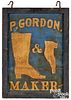 Painted tin double sided trade sign, boot maker