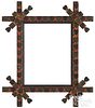 Painted tramp art frame, late 19th c., with hearts