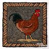 Hooked rug with rooster, early 20th c.